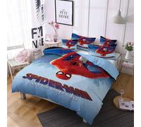 Parure De Lit 3 Pieces 100 % Bambou Naturel Avec Housse De Couette Et Taie D'oreiller Spiderman Et Fermeture Éclair - Literie Douce Et Fraîche, Ideale Pour Les Soins De La Peau Et