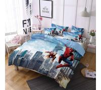 Parure De Lit 3 Pieces 100 % Bambou Naturel Avec Housse De Couette Et Taie D'oreiller Spiderman Et Fermeture Éclair - Literie Douce Et Fraîche, Ideale Pour Les Soins De La Peau Et