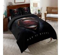 Parure De Lit 3 Pieces 100 % Bambou Naturel Justice League, Housse De Couette Et Taie D'oreiller Superman Avec Fermeture Éclair - Literie Douce Et Fraîche, Parfaite Pour Les Soins