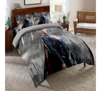 Parure De Lit 3 Pieces 100 % Bambou Naturel Justice League, Housse De Couette Et Taie D'oreiller Superman Avec Fermeture Éclair - Literie Douce Et Fraîche, Parfaite Pour Les Soins