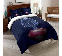 Parure De Lit 3 Pieces 100 % Bambou Naturel Justice League, Housse De Couette Et Taie D'oreiller Superman Avec Fermeture Éclair - Literie Douce Et Fraîche, Parfaite Pour Les Soins