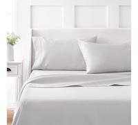 Parure de lit 3 pièces, 100 % coton pour lit jumeau, douce, lisse, durable, facile d'entretien, poches profondes de 40 cm, draps en satin, 1 drap plat, 1 drap-housse, 1 taie d'oreiller, gris