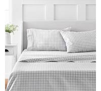 Parure de lit 3 pièces, 100 % coton pour lit jumeau, douce, lisse, durable, facile d'entretien, poches profondes de 40,6 cm, draps en satin, 1 drap plat, 1 drap-housse, 1 taie d'oreiller, gris clair