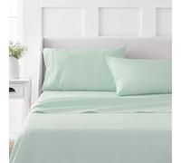 Parure de lit 3 pièces, 100 % coton pour lit jumeau, douce, lisse, durable, facile d'entretien, poches profondes de 40 cm, draps en satin, 1 drap plat, 1 drap-housse, 1 taie d'oreiller, vert menthe