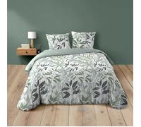Parure de lit 3 pièces - 240 x 220 cm - 100% coton - 42 fils Voltine Sauge