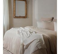 Parure de lit 3 pièces 240x220 cm et 50x70 cm mousseline de coton MILOS beige naturel