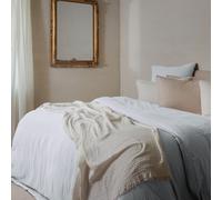 Parure de lit 3 pièces 240x220 cm et 50x70 cm mousseline de coton MILOS blanc neige