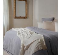 Parure de lit 3 pièces 240x220 cm et 50x70 cm mousseline de coton MILOS gris cendre