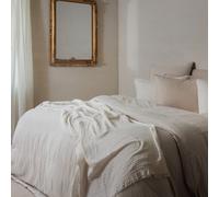 Parure de lit 3 pièces 240x220 cm et 65x65 cm mousseline de coton MILOS beige ficelle