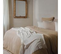 Parure de lit 3 pièces 240x220 cm et 65x65 cm mousseline de coton MILOS marron camel