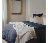 Parure de lit 3 pièces 240x220 cm et 65x65 cm mousseline de coton MILOS noir granit