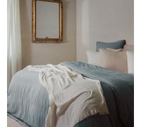 Parure de lit 3 pièces 240x220 cm et 65x65 cm mousseline de coton MILOS vert lichen