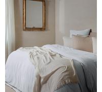 Parure de lit 3 pièces 260x240 cm et 50x70 cm mousseline de coton MILOS blanc neige