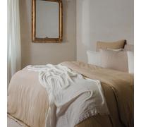 Parure de lit 3 pièces 260x240 cm et 65x65 cm mousseline de coton MILOS marron camel