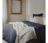 Parure de lit 3 pièces 260x240 cm et 65x65 cm mousseline de coton MILOS noir granit