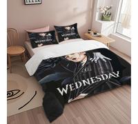 Parure De Lit 3 Pieces Addams Wednesday - Housse De Couette Et Taie D'oreiller, Tissu Doux Et Confortable, Sans Rembourrage, Ideal Pour Chambre À Coucher, Hôtel ...