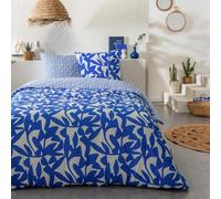 Parure de lit 3 pièces Adulte 2 Personnes en Coton 57 Fils imprimé Bleu Set de Housse de Couette 240x220cm +2 Taies d'oreiller 63x63 cm avec Fermeture Boutons