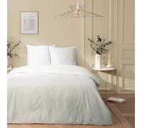 Parure de lit 3 pièces Adulte 2 Personnes en Satin de Coton Unie Set de Housse de Couette 260x240cm +2 Taies d'oreiller 63x63 cm avec Fermeture Bouteille