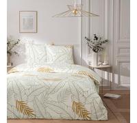 Parure de lit 3 pièces Adulte 2 Personnes imprimé végétal Set de Housse de Couette 240x220cm +2 Taies d'oreiller 63x63 cm avec Fermeture Boutons