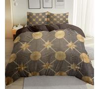 Parure de lit 3 pièces Adulte imprimé Noir -Set de Housse de Couette 220 x 240 cm +2 Taies d'oreiller 63x63 cm, Moderne Carrés Cercles Petites étoiles d'Intérieur Parure 3 Pièces réversible