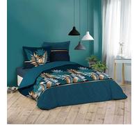 Douceur d'Intérieur – Parure de lit 3 pièces Alianor – 240 x 220 cm – 100% coton – Bleu