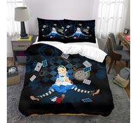 Parure De Lit 3 Pieces Alice's Adventures In Wonderland Cartoon Comprenant 1 Housse De Couette Et 2 Taies D'oreiller Super Doux Et Confortable Pour Chambre À Coucher, Chambre D'ami