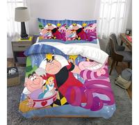 Parure De Lit 3 Pieces Alice's Adventures In Wonderland Cartoon Comprenant 1 Housse De Couette Et 2 Taies D'oreiller Super Doux Et Confortable Pour Chambre À Coucher, Chambre D'ami