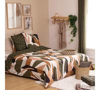 Atmosphera - Parure de lit Arik - 3 pièces en coton imprimée - 240x220 cm vert kaki