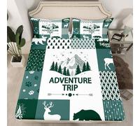 Parure de lit 3 pièces avec drap-housse et 2 taies d'oreiller - Motif jungle Adventure - Pour enfants, adolescents et adultes - Motif de flèches tribales - Pour enfants, adolescents et adultes - Pour