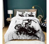 Parure de lit 3 Pièces avec Housse de Couette 240x220 cm et 2 taies d'oreiller Motif Cavalier Bmx Style Rock Culture Du Sport Bmx pour 2 Personnes, pour Décoration de Chambre d'enfant Garçon Fille