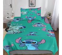 Parure De Lit 3 Pieces Avec Housse De Couette 3d Stitch, En Microfibre Douce, Imprimée, Avec Fermeture Éclair Et Taie D'oreiller, Pour Enfant (Simple)