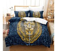 Parure de lit 3 pièces avec housse de couette 3D sur le thème des animaux sauvages, motif lion africain, safari, vue sur le coucher du soleil naturel, pour enfants, jeunes et adultes (couleur 7, lit