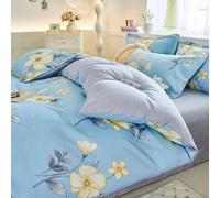 Parure de lit 3 pièces avec housse de couette en coton doux et confortable à imprimé floral frais, comprenant une housse de couette, une fermeture éclair et deux taies d'oreiller, rose 1, complet