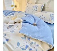 Parure de lit 3 pièces avec housse de couette en coton doux et confortable à imprimé floral frais, comprenant une housse de couette, une fermeture éclair et deux taies d'oreiller, rose 1, complet