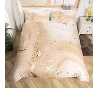 Parure de lit 3 pièces avec housse de couette et 2 taies d'oreiller à texture marbrée abstraite pour enfants, garçons et filles, décoration de chambre à coucher, couvre-lit léger à paillettes dorées