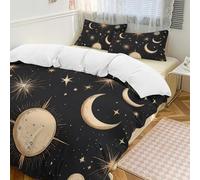 Parure de lit 3 pièces avec housse de couette et 2 taies d'oreiller - Motif comètes spatiales - Fermeture éclair - Pour toutes les saisons - 229 x 229 cm