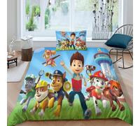 Parure De Lit 3 Pieces Avec Housse De Couette Et 2 Taies D'oreiller Motif Dessin Anime Pat'patrouille