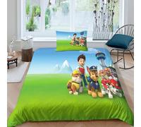 Parure De Lit 3 Pieces Avec Housse De Couette Et 2 Taies D'oreiller Motif Dessin Anime Pat'patrouille