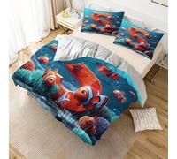 Parure De Lit 3 Pieces Avec Housse De Couette Et 2 Taies D'oreiller Motif Nemo, Super Douce, Confortable Et Respirante, Ideal Pour La Chambre À Coucher Et La Chambre D'amis