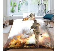 Parure De Lit 3 Pieces Avec Housse De Couette Et 2 Taies D'oreiller Motif Personnages Du Jeu Modern Warfare