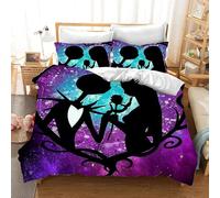 Parure De Lit 3 Pieces Avec Housse De Couette Et Imprime Dessin Anime Jack Skellington Pour Lit Double