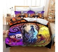 Parure De Lit 3 Pieces Avec Housse De Couette Et Imprime Dessin Anime Jack Skellington Pour Lit Double