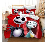 Parure De Lit 3 Pieces Avec Housse De Couette Et Imprime Dessin Anime Jack Skellington Pour Lit Double