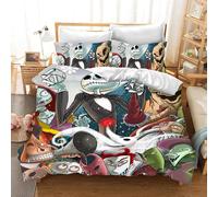 Parure De Lit 3 Pieces Avec Housse De Couette Et Imprime Dessin Anime Jack Skellington Pour Lit Double
