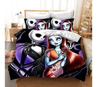 Parure De Lit 3 Pieces Avec Housse De Couette Et Imprime Dessin Anime Jack Skellington Pour Lit Double