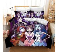 Parure De Lit 3 Pieces Avec Housse De Couette Et Imprime Dessin Anime Jack Skellington Pour Lit Double