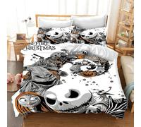 Parure De Lit 3 Pieces Avec Housse De Couette Et Imprime Dessin Anime Jack Skellington Pour Lit Double