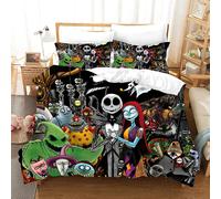 Parure De Lit 3 Pieces Avec Housse De Couette Et Imprime Dessin Anime Jack Skellington Pour Lit Double