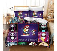 Parure De Lit 3 Pieces Avec Housse De Couette Et Imprime Dessin Anime Jack Skellington Pour Lit Double