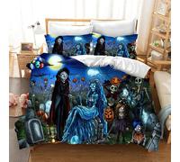 Parure De Lit 3 Pieces Avec Housse De Couette Et Imprime Dessin Anime Jack Skellington Pour Lit Double